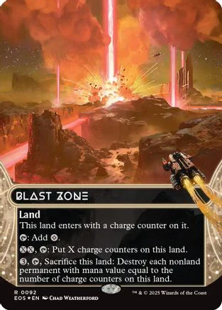 Blast Zone (0092) (Borderless) (Galaxy Foil)  [Edge of Eternities: Stellar Sights] Foil