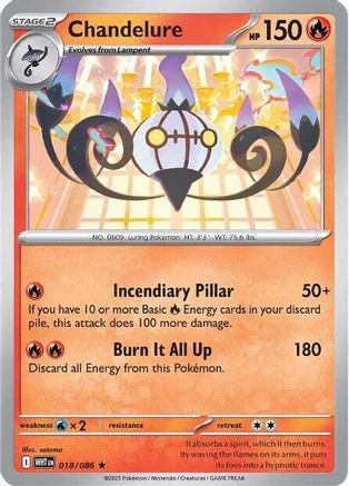 Chandelure 017/086  - Holofoil SV Black Bolt - Rare