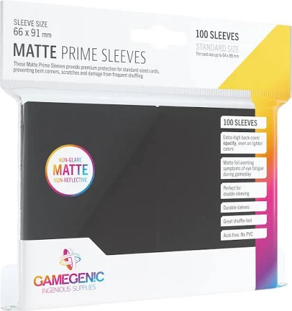 Gamegenic Matte Prime Sleeves - 100ct. (Standard Size) BLACK