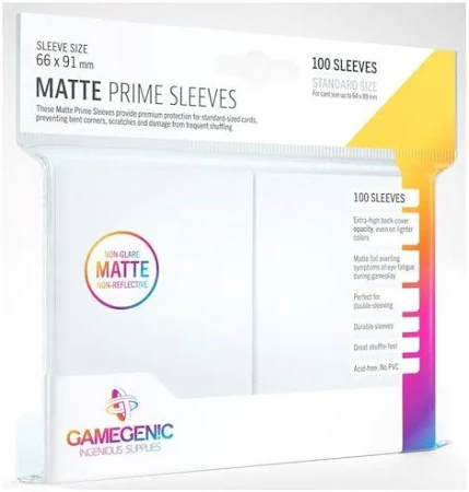 Gamegenic Matte Prime Sleeves - 100ct. (Standard Size) WHITE