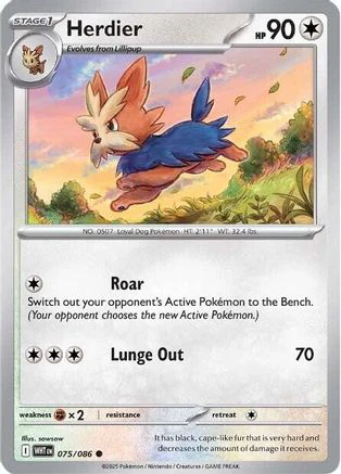 Herdier 073/086  - Reverse Holofoil SV White Flare - Common