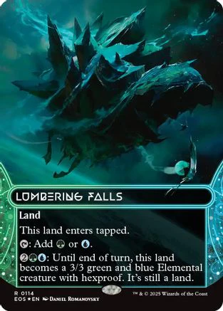 Lumbering Falls (0114) (Borderless) (Galaxy Foil)  [Edge of Eternities: Stellar Sights] Foil