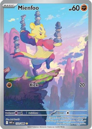 Mienfoo 131/086  - Holofoil SV White Flare - Illustration Rare