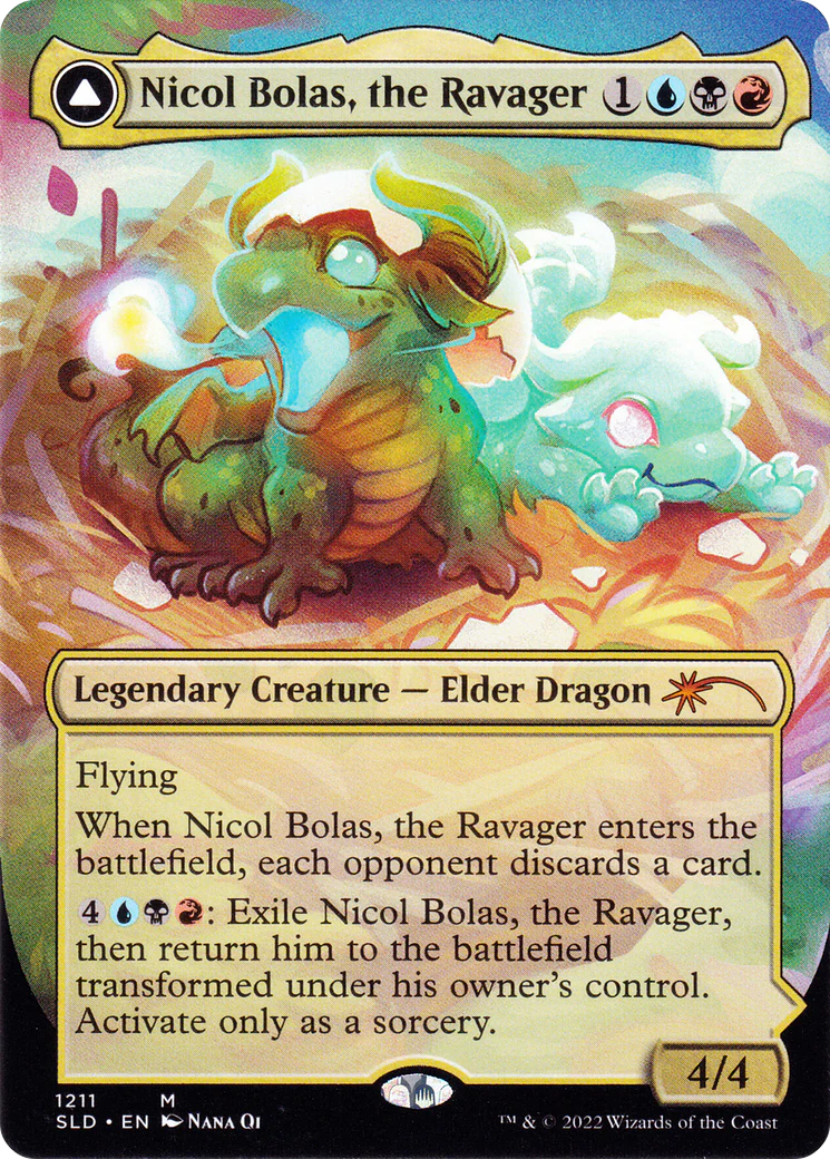 Nicol Bolas, the Ravager // Nicol Bolas, the Arisen (Display Commander) (Borderless) [Secret Lair: From Cute to Brute] Foil - Image 3