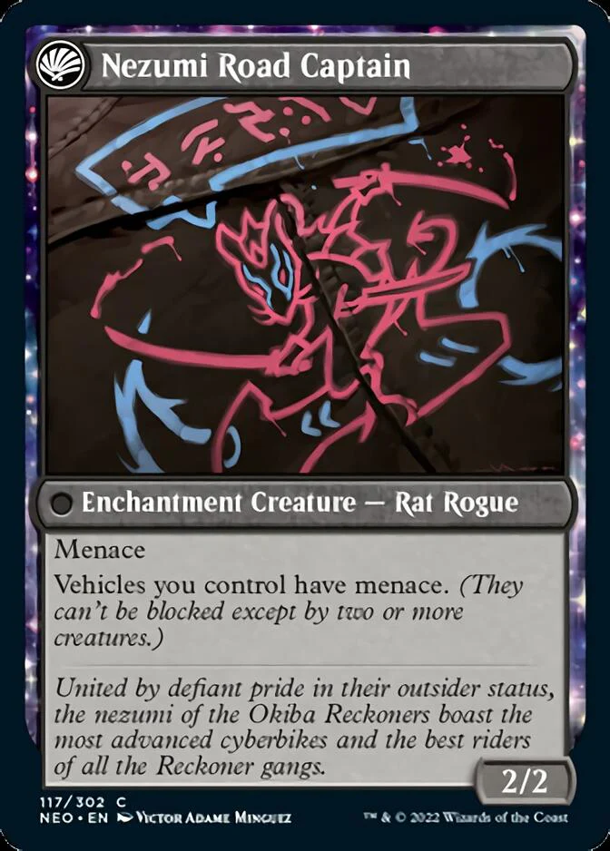 Okiba Reckoner Raid // Nezumi Road Captain [Kamigawa: Neon Dynasty] Foil - Image 2