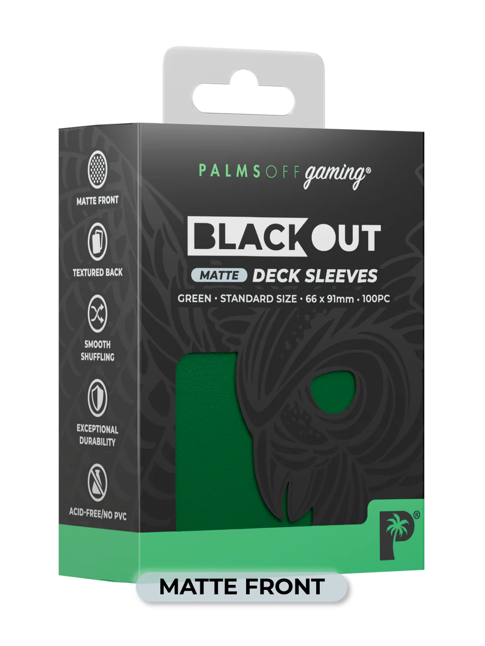 Palms Off Gaming Blackout Deck Sleeves 100pc Green MATTE