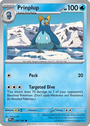 Prinplup 028  - Reverse Holofoil ME02 Phantasmal Flames - Common