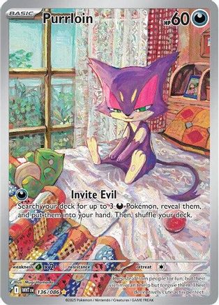 Purrloin 134/086  - Holofoil SV White Flare - Illustration Rare
