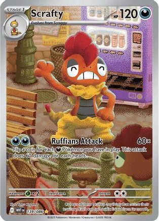 Scrafty 137/086  - Holofoil SV White Flare - Illustration Rare
