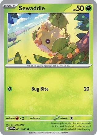 Sewaddle 001/086  - Reverse Holofoil SV White Flare - Common