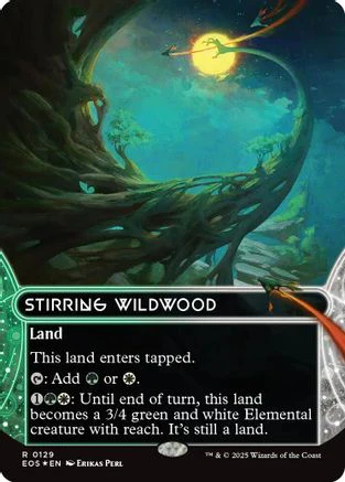 Stirring Wildwood (0129) (Borderless) (Galaxy Foil)  [Edge of Eternities: Stellar Sights] Foil