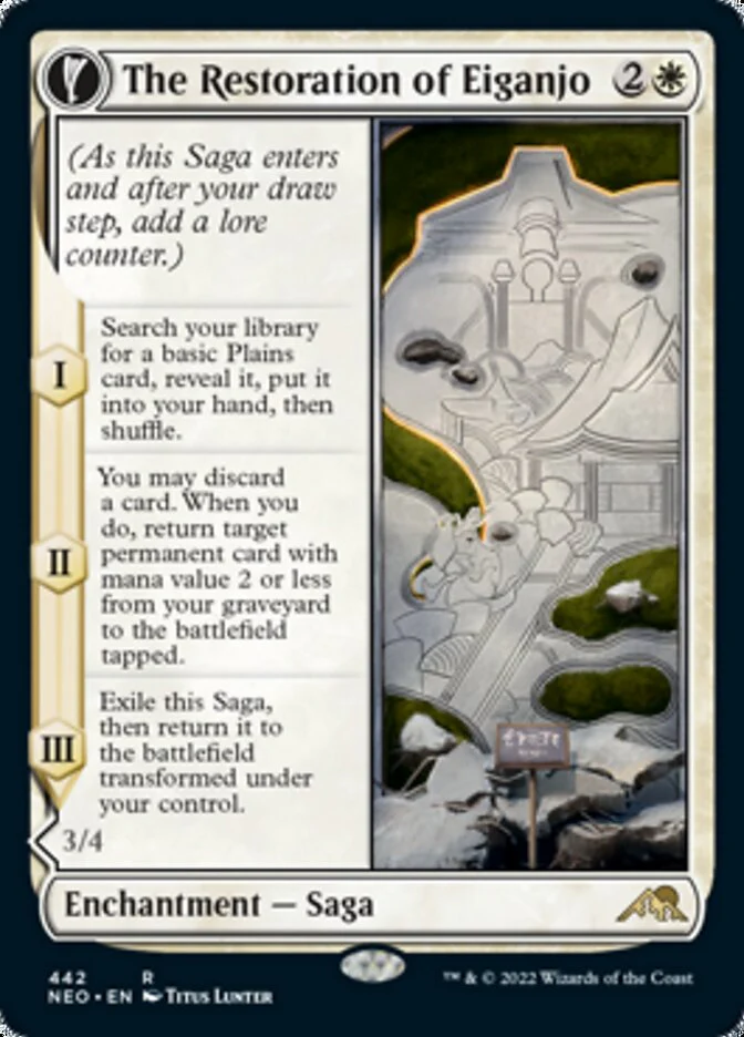 The Restoration of Eiganjo // Architect of Restoration (Extended) [Kamigawa: Neon Dynasty]